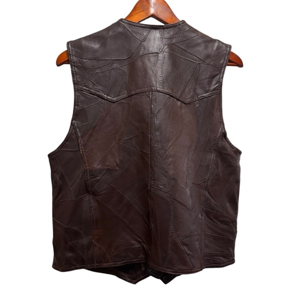 Boutique of Leathers Brown Patchwork Leather Vest Size 38 Medium - Picture 11 of 14